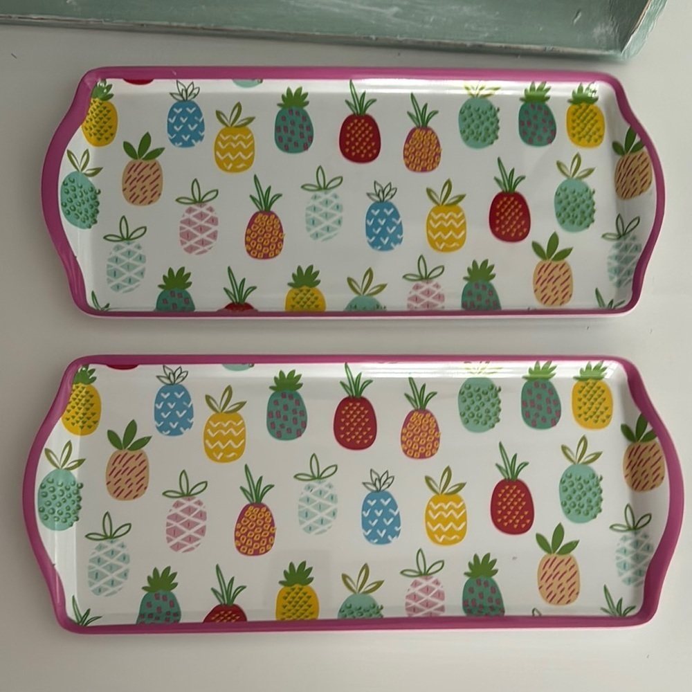 Cynthia Rowley Pineapple Tropical Decorative Trays (2)
